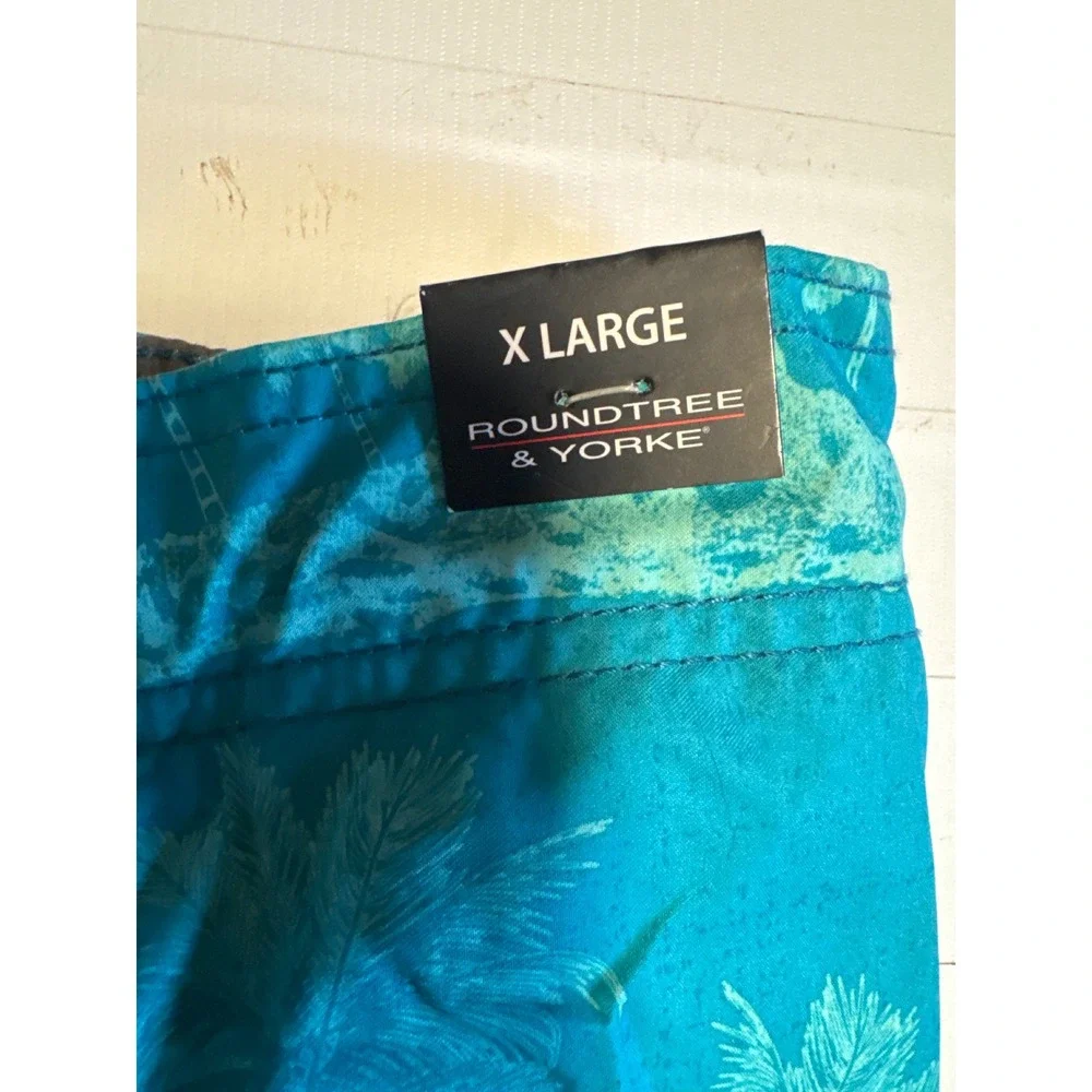 Roundtree & Yorke Swim Trunks Mens XL Teal Tropical Floral NWT‎ Board Shorts